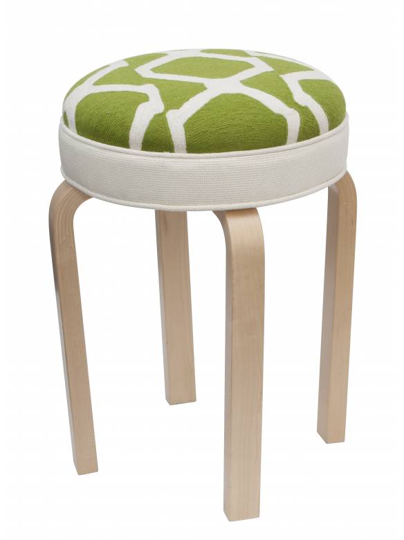 Judy Ross Textiles Hand-made Stool Arbor Lime Furniture lime/cream
